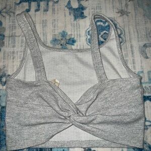 Gray Knotted Crop Top